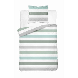 Detexpol Pościel satynowa 140x200 biała szara zielona pasy