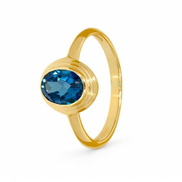 Złoty Pierścionek z Niebieskim naturalnym Topazem Złoto 585