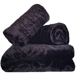 Komplet tłoczonych narzut na kanapę i fotele czarny