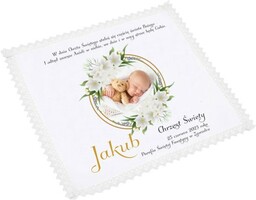 Szatka na chrzest ZE ZDJĘCIEM - Pamiątka Chrztu