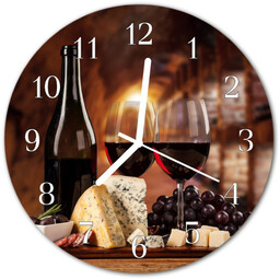 Zegar szklany okrągły Wino