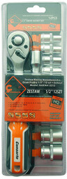 ZESTAW KLUCZY NASADKOWYCH 1/2'' z GRZECHOTKĄ - 12