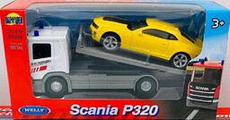 Samochód Tir Metalowy Scania P230 Laweta Z Samochodem