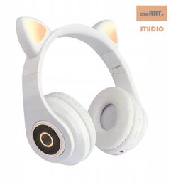 SŁUCHAWKI BLUETOOTH B39 KOCIE USZY WHITE / BIAŁE