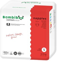 Bambiboo Cottonwear Jednorazowe pieluszki z bawełną organiczną, rozmiar
