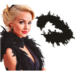 Boa z piór - czarne - 180 cm