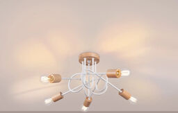 Sollux Sufitowa lampa EMBER SL.1475 biała drewniana 5xE27