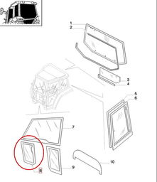 SZYBA PRAWA DOLNA PRZEDNIA NEW HOLLAND CASE 82001924