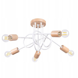 Lampa sufitowa węzeł żyrandol biało-drewniany Ember Sollux