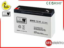 Akumulator MWS 12-6 AGM 6V 12Ah MW Power