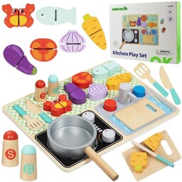 TOOKY TOY Drewniana Kuchnia z Akcesoriami - Zestaw