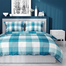 Detexpol Pościel bawełniana 220x200 kratka 3652 B turkusowa