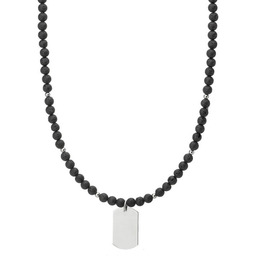 Satynowany naszyjnik z nieśmiertelnikiem na koralikach z czarnej