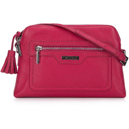 Damska listonoszka skórzana z chwostem malinowa