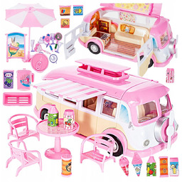 Samochód Kamper Dla Lalek Auto 2W1 Lodziarnia Kawiarenka