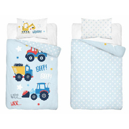 Detexpol Pościel bawełniana dziecięca 90x120 cm Auta Budowlane