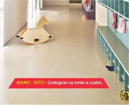 Naklejka na podłogę: Mamo, tato czekajcie na mnie