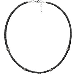 Czarny naszyjnik męski rzemień, beads