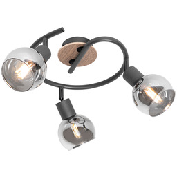 Plafon czarny 44,5 cm z przydymionym szkłem