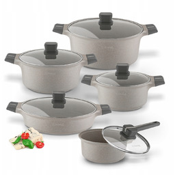Zestaw Garnków Indukcja Rondel Pokrywki Starke Pro Stoneware