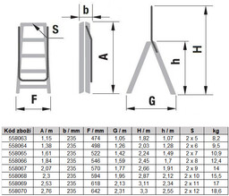 Schodki aluminiowe dwustronne ALVE FORTE z uchwytem, 2x5