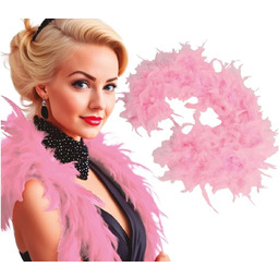 Boa z piór - różowe - 180 cm