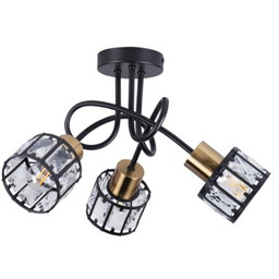 Lampa sufitowa ZAHARA 3x E27, czarno-złota z kryształem