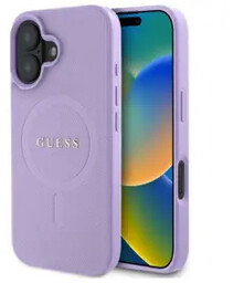 Guess Saffiano MagSafe do iPhone 16 Fioletowy Etui