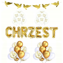ZESTAW BALONY DEKORACJA NA CHRZEST CHRZCINY