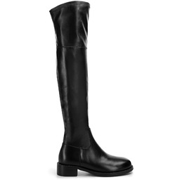 Damskie muszkieterki ze skóry za kolano czarne