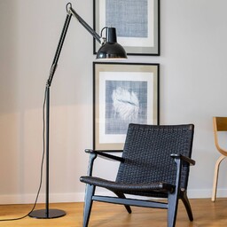 midgard Lampa stojąca designerska Federzug, czarny, salon /