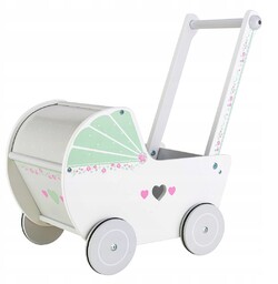 Drewniany wózek dla lalek pchacz chodzik Ecotoys