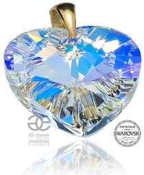 Kryształy Wisiorek Serce Duży Kryształ Aurora Gold Złote