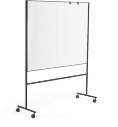 Mobilna tablica suchościeralna EMMA, dwustronna, 1500x1200 mm, rama