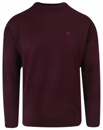 Półgolf Bordowy, Wysoki Okrągły Dekolt, Wełniany, Elegancki, Męski