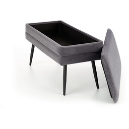 Ławka ze schowkiem Velva Welurowa z pojemnikiem Szare