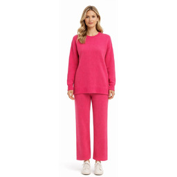 RÓŻOWY SWETER LUŹNY Z OKRĄGŁYM DEKOLTEM L I1F