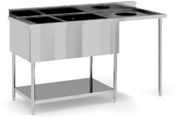 Stół do mycia ze stali nierdzewnej, 2 zlewozmywaki,
