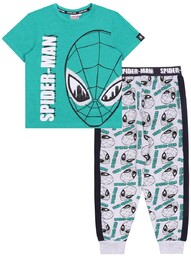 Zielono-Szara, Chłopięca Piżama Na Krótki Rękaw Spider-Man Marvel