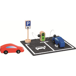 Stacja ładowania PowerLoad z 2 pojazdami i znakiem