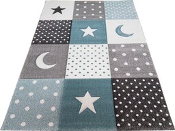 Dywan Forkids 3D 80x150 w Gwiazdy Gwiazdki turkus