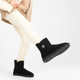 Marco Tozzi Czarne Śniegowce Modne Ocieplane Buty Damskie