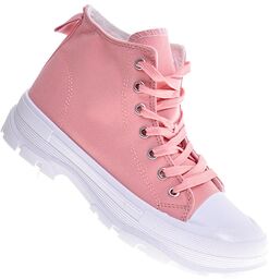 Sznurowane trampki damskie Różowe