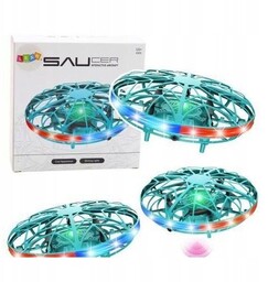 DRON UFO STEROWANY RĘKĄ RC ŚWIATŁA LED TURKUSOWY