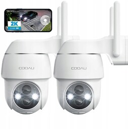 2x Kamera Zewnętrzna WiFi Obrotowa 2K Zoom Baterie
