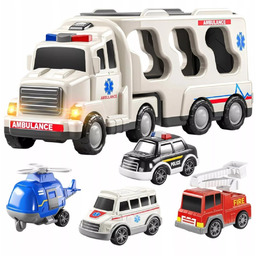 Zestaw laweta autka ambulans straż tir policja dźwięk