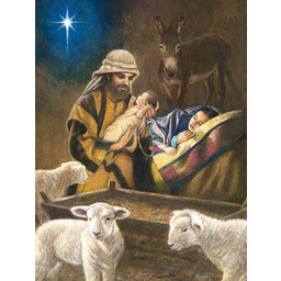 Plakat Religijny Święta Rodzina w Betlejem Boże Narodzenie