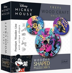 Trefl PUZZLE 500+5 DREWNIANE KONTRUOWE KULTOWA MICKEY