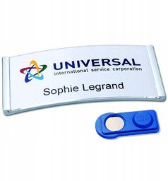 Identyfikator 80x34mm z magnesem BADGEPOINT POLAR35 metaliczny 10szt.