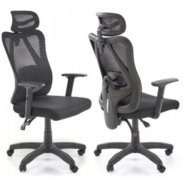 Czarny Fotel młodzieżowy ergonomiczne krzesło obrotowe Ramos Halmar